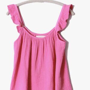 Xirena Bex Ruffle Strap Cotton Gauze Tank Top in Pink